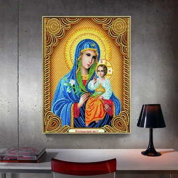 Huacan 5D Diamond Slikarstvo Madonna Celoten Kvadratni Vere Okrasnih Diamond Mozaik Vezenje Prodaje, Navzkrižno Šiv Doma Dekor Darilo
