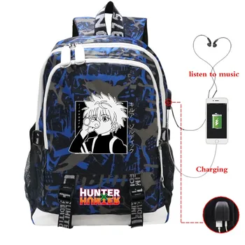 Hunter X Hunter Šolske Torbe Japonske Anime Nahrbtniki Fantje Dekleta Polnjenje prek kabla USB Travel Velike Laptop Študente Šolsko Bagpack