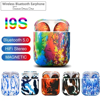 I9s TWS pisane Brezžična mini Bluetooth Čepkov Brezžične Slušalke stereo Prenosni šport Bluetooth Slušalke barvit vzorec