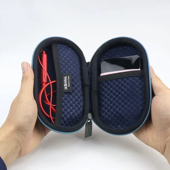 IKSNAIL Trdi EVA Zaščitna Vreča Primeru Torbica Kritje Za Brezžično Bluetooth Šport Slušalke Z Žep Za Baterije & Kabli Črna