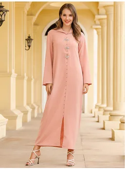 Islamska Hooded Abaya peignoir Dubaj Muslimansko Obleko, Hidžab ženski Abaya Savdska Islamska Oblačila Haljo Djellaba Femme Muslimanskih F1050w
