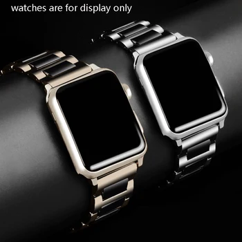 Iz nerjavečega jekla, keramični watchbands z metulj sponke, primeren za Apple, iwatch1/2/3/4 moški in ženske gledajo verige