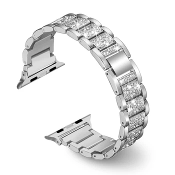 Iz nerjavečega jekla, trak za Apple Watch watchband 40 mm 44 mm 38 mm 42mm correa ženske diamantni pas za iWatch serije 5 4 3 2 1 bracel
