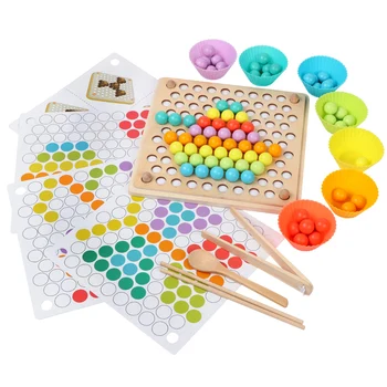 JaheerToy Baby Strani Gibanja za Usposabljanje Barve Spoznavanja Kroglice Clipping Lesene Igrače za Otroke Žogo Montessori Zgodnje Izobraževanje