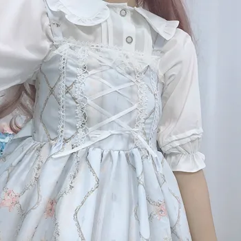 Japonski sweet lolita majica peter pan ovratnik puff rokav viktorijanski majica kawaii dekle gothic lolita vrh loli cosplay