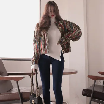 Jeseni in pozimi novo korejska različica temperament kratek odstavek enotni-zapenjanje barve fashion mala jakna jakna ženske