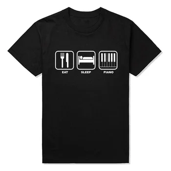 Jesti, Spati Klavirsko Glasbo Glasbenik Smešno Unisex Grafični Modi Nove Bombaža, Kratek Rokav T Srajce O-Vratu Harajuku T-shirt