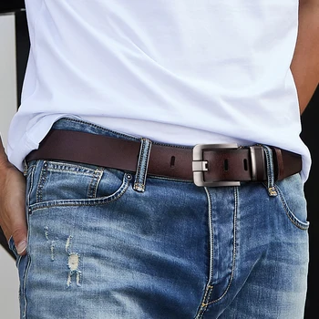 JIFANPAUL Novo Usnja cowhide pasu za moške pasu moda zlitine belt sponke za odrasle moške luksuzne blagovne znamke jeans pas business casual pasu