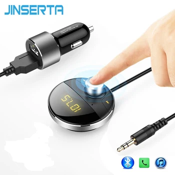 JINSERTA Brezžični Oddajnik FM Car Kit, Prostoročno opremo Bluetooth, FM Modulator MP3 Predvajalnik Avdio AUX Izhod SD TF Kartice Dvojno USB
