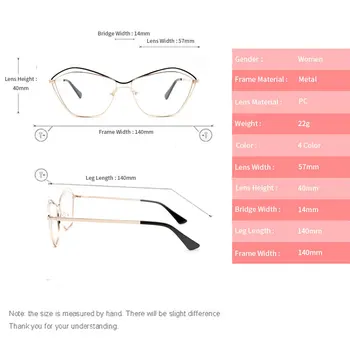KANDREA Anti Blue Ray Premaz Očala Ženske CatEye Očal Okvir Ženski Metal Očala Klasično Optično Recept za Očala