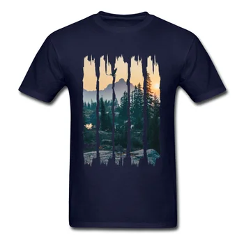 Kitajski Slog Naravno Pokrajino Gorskih Design Majica s kratkimi rokavi za Eleganten Modni 3D Sliko Tshirts Za Moške Okrogle Ovratnik Bombaža T-srajce