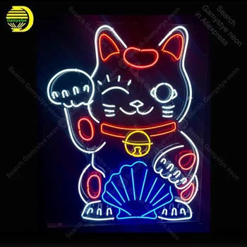Kitajski Srečen Mačka Neon Znak Las vegas Žarnica Obrtniški Rekreacija Soba Ikona Prijavite svetlobe Neon Art Prijavite trgovina prikaz oglaševanje