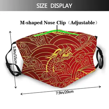 Kitajski Zmaj Totem Kitajskega Naroda Krpo Maske Zlati Zmaj Vzorec Masko Usta pokrijte S Filtri za Zaščitne Obrazne