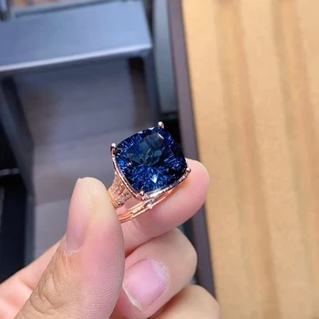 KJJEAXCMY fine nakit 925 sterling srebro vdelan naravnih modri topaz gemstone nov Ženski prstan priljubljena Podporo test vroče prodaja