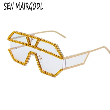 Klasičen diamond sončna očala ženske moški Veliko okvir barva nosorogovo luksuzni design sončna očala Crossocheilus pregleden leče očala