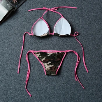 Kopalke, kopalke Bikini Komplet Seksi Žensk Maskirnim Tiskanja Povoj Push-up Žensk, Plavanje Obleko