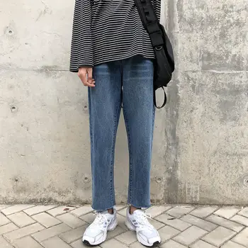 Korejski Naravnost Jeans, Moda za Moške Retro Priložnostne Jeans Hlače Moški Ulične Divje Barva Svoboden Traper Hlače Mens M-3XL