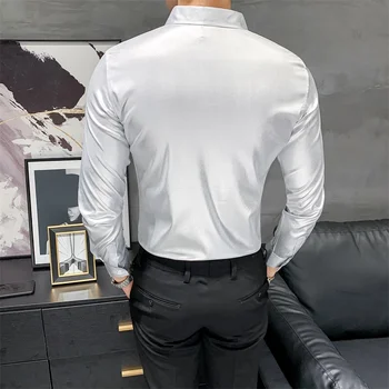 Korejski Slim Fit Dolgimi Rokavi Moški Priložnostne Majice 2020 Podkrepljena Vse Tekme Poslovnih Formalno Obrabe Gospodje Jopičem Obleko, Bluzo Homme