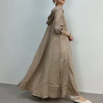 Korejski Slog Elegantne Ženske Obleka Ohlapno 2020 Jeseni Priložnostne A-Linijo Dolgo Maxi Hoodie Obleke Haljo Femme Vestidos Tla-Dolžina