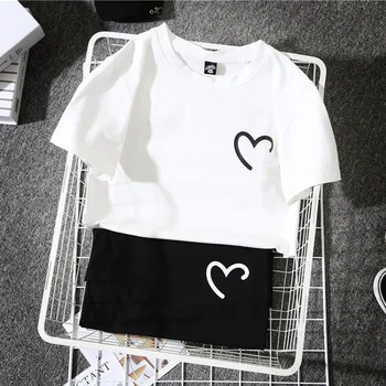 Korejski Ženske T-Shirt Harajuku Femme T-majice Kratek Rokav Pol Ljubezen Natisnjeni Vrhovi Tee T-majice 2020 Poleras Mujer Camisetas F821