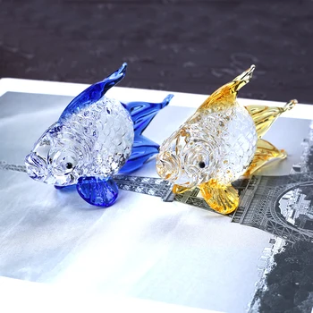 Kristalno Zlata Ribica Miniaturne Figurice Ročno Izdelanih Steklenih Živali Plovila, Kristalno Steklo Doma Dekor Darilo Ribe Trinket Ornament
