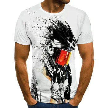 Kul dirke grafični T-shirt motocikel 3D tiskanih moška T-shirt poletje moda vrhovi punk T-shirt za moške plus velikost ulične