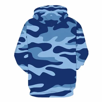 KYKU Modra Camo Hoodies Moških Prikrivanje Hoodie 3d Natisne Majica Kapičastih Pulover Letnik Vojaške Mens Oblačila Ulične Nova