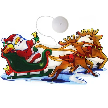 LED Božični Dekor Lahka Nepremočljiva Santa Claus Oknu Visi Svetilka s Sesalno Pokal Dom Dekor za Božič Dvorišče Stranka
