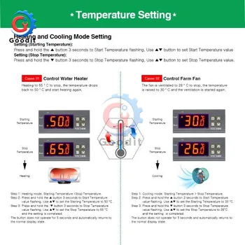 LED Digitalni Temperaturni Regulator Regulator STC-1000 DC 12V-72V 24V 220V Thermoregulator termostat Inkubator W/ Grelnik, Hladilnik