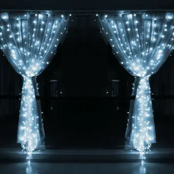 LED Niz Zavesa Svetlobe, 3M*3 300 LED Ledenica Luči Božič Prostem Dom Za Poroko/Stranka/Zavese/Vrtni Okras
