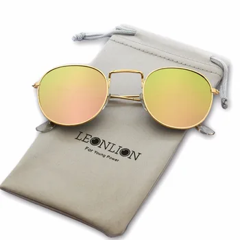 LeonLion 2021 Letnik Ogledalo Sončna Očala Ženske/Moške Blagovne Znamke Oblikovalec Stekla Lady Krog Luksuzni Sončna Očala Retro Oculos De Sol Gafas