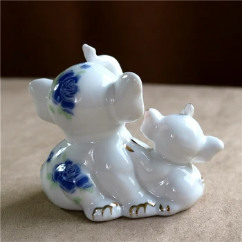 Lep Porcelan Mama in Baby Slon Keramične Figurice prosto Živečih Živalskih Miniaturni Darilo Obrti Okras za Dom Dekor materinski Dan