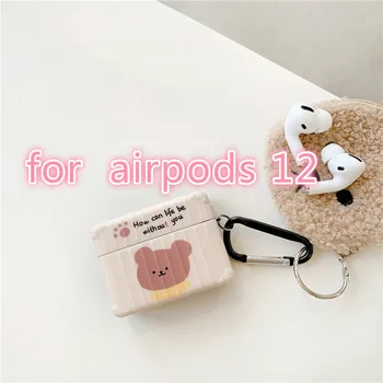Lepe Risanke Mehko Nosijo Slušalke Primerih za Apple Airpods pro Prtljage Slog Varstvo Slušalke Kritje za Airpods 1 2