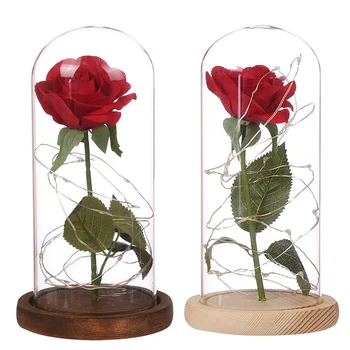 Lepota in Zver baterijsko Napajanje LED Rose Lučka Steklenico Desk Svetlobe Romantično Valentinovo Darilo za Rojstni dan Dekoracijo K1500 K