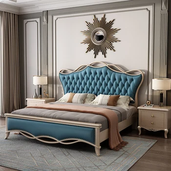 Les postelja spalnica zakonska postelja udobje luksuznega Tipa Evropske usnje posteljo dostavi na vrata spalnice, velika postelja