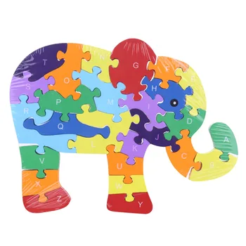 Lesena 3D Sestavljanke, Izobraževalne Igrače, Živali, Slon Krava Dinozaver Puzzle Les Igrače Otroci Številk, Črk Črke Učenje Igrače