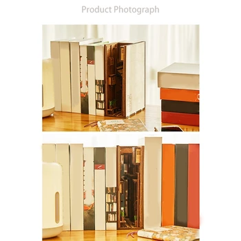 Lesena Knjiga Kotiček Vstavi Umetnosti Bookends DIY Polico Dekor Stojalo Dekoracijo Japonski Stil Dekoracijo Doma
