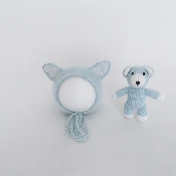 Letnik Rojstva Otroka Bonnet Igrača Nastavite Fotografijo Rekviziti Crochet Baby Lep Medvedek Igrača Novorojenčka Fotografija Rekviziti