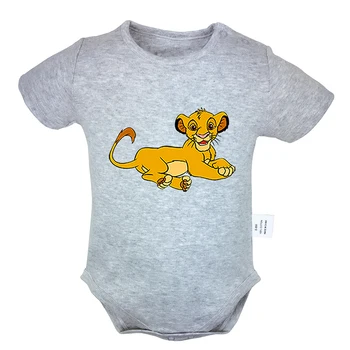 Levji Kralj Simba Design 6-24M Newborn Baby Dekle Fantje Oblačila Pinting Kratek Rokav Romper Jumpsuit Obleke Bombaž Določa