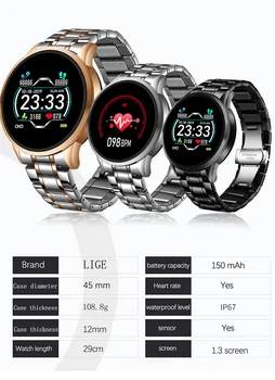 LIGE 2020 za Pametno Gledati Moške Srčni utrip, Krvni Tlak Informacije Opomnik Šport Nepremočljiva Smartwatch smart band za Android iOS