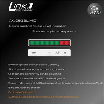 LINK1 32 Ravni Zvok Kontrole Nivoja polnjenja Mono Zvok Glasbe Spektra Odbor AGC Za MP3 VU Meter Ojačevalniki Zvočniki 5