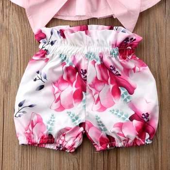 Lioraitiin Nov Modni Newborn Baby Toddler Dekliška Oblačila, ki Lok-vozel Backless Vrhovi T-shirt+Cvetlični Hlače Oblačila
