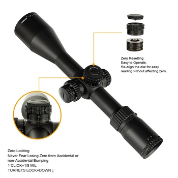 LR 2-16x50 SFIR Lov Področje uporabe Mil Dot Steklo, Jedkano Reticle Rdeča Osvetlitev Strani Paralaksa Turrets Zaklepanje Reset Riflescope