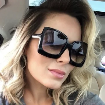 Luksuzne blagovne Znamke Oversize sončna Očala Ženske 2020 Nov Velik Okvir Gradient sončna Očala za Žensko Trendy Black Leopard Kvadratnih Odtenki