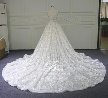 Luksuzni backless 2020 poročno obleko, po meri narejene Kapela Vlak čipke ramenih Letnik s Kristalno poročne obleke XF18016
