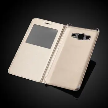 Luksuzni Klasična Okna Pogled mobilni Telefon Vrečko Za Samsung Galaxy O5 On5 G5500 G550 G550F Ultra Slim Usnja Flip Case