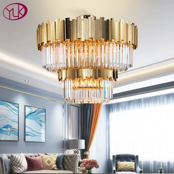 Luksuzni moderen lestenec za stropni velika dnevna soba kristalno luç zlato jekla doma dekor razsvetljave v zaprtih prostorih