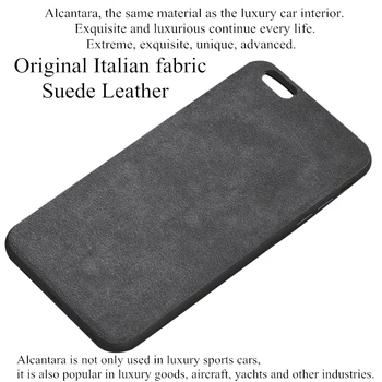 Luksuzni Primeru za IPhone 6 6s 7 8 Plus X XS MAX italijanski Tkanine Antilop Usnja Kritje Puhasta Nazaj Telefon Stanovanj Lupini za 11 Pro MAX
