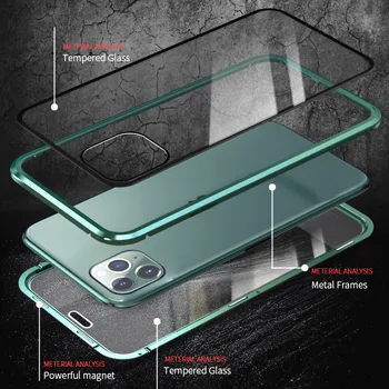 Magnetni 360 Zasebnosti Zaščitna torbica za iPhone 11 7 8 XS MAX XS XR Primeru Anti-Spy Steklo Ohišje za iPhone 11 Pro 6S 7 8 11 Pokrov