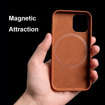 Magnetni Usnjena torbica Za iPhone 12Pro Primerih, ki Podpirajo Brezžično Polnjenje Za iPhone 12 Pro/Max/Mini Anti-knock Usnje-Primeru Zajema